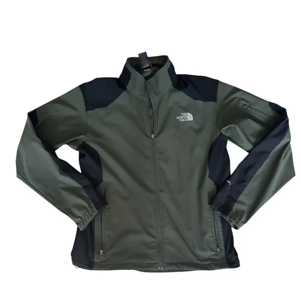 The North Face Apex Bionic Softshell Jacket Olive Green Black Fleece Lined Men L